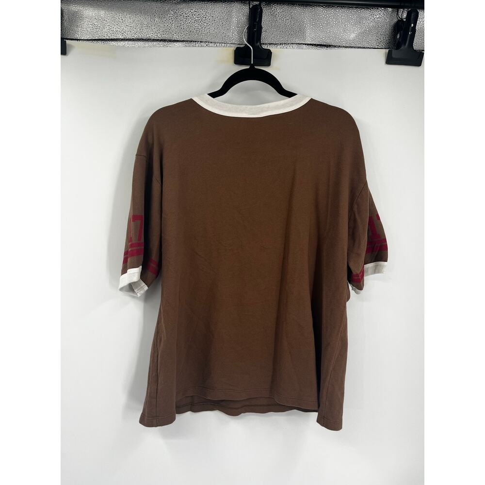Ragabond Lost & Found Free People Ringer Tee Brown Maroon 17 Organic Cotton NEW - Picture 3 of 10